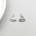 Antique silver sailboat charm pendant for DIY jewelry making featuring nautical design - Sailboat (15*18mm-7350)