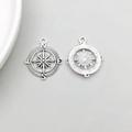 Antique silver compass charm pendant for DIY jewelry making with N-E-W-S engraving - Compass (24*29mm-b263)