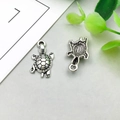 Antique silver sea turtle pendant charms with textured shell detail for DIY jewelry - 12*23mm / Antique Silver Turtle (17312)