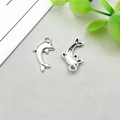 Antique silver dolphin pendant charm with detailed front and back for DIY jewelry - 11*20mm / Antique Silver Dolphin (17314)