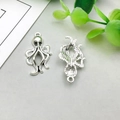 Silver-plated octopus pendant made of alloy, showing detailed front and back for DIY jewelry - 19*20mm / Antique Silver Octopus (b282)