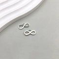 Antik-Silber Unendlichkeitssymbol Anhänger mit schwarzen Strasssteinen für DIY Schmuck - Vintage Einfacher Stil (4082)
