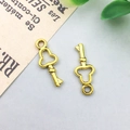 Antique gold alloy key pendant with vintage matte finish for DIY jewelry making - 16x6mm / Antique Gold Vintage Key Style (11381)