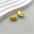 Chinese New Year gold ingot charms with matte finish and traditional coin pattern - Enamel Sycee Shaped Bead (18481)