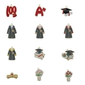 Set of 12 graduation enamel alloy charms with graduation caps and scrolls for DIY jewelry - 12 Designs Graduation Mixed Set (SN722)