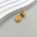 Golden round DIY jewelry charm with red Chinese Xi character for festive accessories - Yellow Enamel Xi Character Bead (18488)