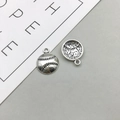 Antique silver baseball pendant with realistic stitching textures for DIY jewelry crafting - Antique Silver Baseball (15x18mm)