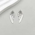 Paire de pendentifs ailes de rose en alliage argent antique pour accessoires bijoux DIY - Style Aile Rose Argent Antique (6357)