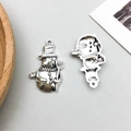 Antique silver Christmas snowman and Santa Claus metal pendants for DIY jewelry - 1Pc Antique Silver Christmas Snowman (3996)