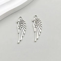 Paire de pendentifs d'ailes vintage en argent avec texture plume pour bijoux DIY - Style Aile Argent Antique (8988)
