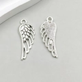 Pendentifs ailes en alliage argent vintage pour bijoux DIY avec texture plume réaliste - Style Aile Plume Argent Antique (10051)