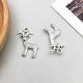 Antique silver reindeer pendant charms for DIY jewelry making with realistic fur texture - 1Pc Antique Silver Christmas Reindeer (4002)