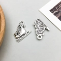 Antique silver Christmas sleigh pendant charm for DIY jewelry making and crafts - 1Pc Antique Silver Christmas Ski Boot (7741)
