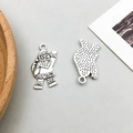 Antique silver Christmas Santa Claus charm with textured back for DIY jewelry making - 1Pc Antique Silver Santa Claus (7743)