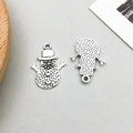 Antique silver snowman charms for Christmas jewelry making with detailed front and back - 1Pc Antique Silver Christmas Snowman (7746)