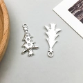 Silver antique alloy Christmas tree pendants with star engravings for DIY jewelry making - 1Pc Antique Silver Christmas Tree (8218)
