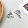 Antique silver Christmas tree pendant made of zinc alloy showing front and back textures - 1Pc Antique Silver Star Christmas Tree (8841)