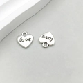 Retro silver heart pendant with Love lettering and small loops for DIY jewelry making - love Letter Heart (8005) / 10*12mm