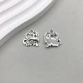 Ciondolo Cheer in argento antico con megafono e cuore per gioielli fai-da-te - Lettera Sportiva Cheer / 16*18mm