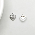 Pendentif cœur en alliage d'argent antique avec motif creux pour bijoux DIY - Petit Cœur à Motif Vintage (13337)