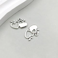 Antique silver alloy heart pendant charm with hollow design for jewelry making - Antique Silver Heart Apple (8456) / 12*18mm