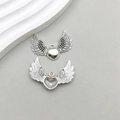 Pendentifs ailes de cœur creux en alliage antique pour accessoires de bijoux DIY - Style Aile Argent Antique (B220)