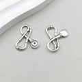 Set of two antique silver stethoscope charms for DIY jewelry making and craft projects - Medical Stethoscope (10607) / 18*23mm