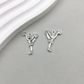 Coppia di ciondoli cheerleader in argento vintage per creazione gioielli fai-da-te - Ragazza di Cheerleading e Ginnastica / 17*26mm