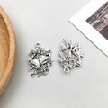 Antique silver Christmas double bell charms with holly leaf design for DIY jewelry - 1Pc Antique Silver Christmas Bell (8846)