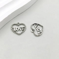 Antique silver alloy heart pendant with LOVE lettering and twisted rope border - Antique Silver Heart Letter love (10902) / 15*15mm