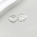 Pair of silver antique heart charms with love you engraving and top hanging loops - Antique Silver Heart Letter love you (10907) / 12*14mm