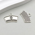 Antique silver nurse hat alloy charms for DIY jewelry making with medical cross design - Fan Shaped Nurse Hat (12151) / 20*13mm