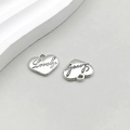 Pair of antique silver heart pendants featuring Lovely script for DIY jewelry - Antique Silver Letter lovely (10911) / 14*11mm