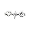 Antique silver stethoscope pendant with heart pulse and paw print for jewelry making - Medical ECG Heartbeat (15858) / 34*12mm