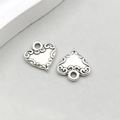 Antique silver alloy heart charm with hollow letter and baroque scroll engraving - Antique Silver Heart (11204) / 12*13mm