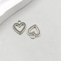 Antique silver alloy hollow heart pendant with relief dots for DIY jewelry making - Antique Silver Heart (11281) / 12*14mm