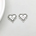 Pendentif cœur argent antique avec gravure I Love You et bordure dentelle ajourée - Cœur Bord Dentelle I Love You (15486)