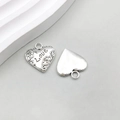 Antique silver heart charm with Love engraving and ornate filigree scrollwork - Antique Silver Heart love Letter (11438) / 18*19mm