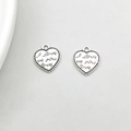 Pendentif cœur en argent antique avec gravure I Love You pour bijoux DIY - Cœur Bord Perlée I Love You (15488)