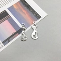Antique silver cat pendants with vintage texture and hollow streamlined design - Antique Silver Cat (9*25mm-3774)