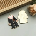 Cartoon graduation gown alloy enamel pendant charms in black and pink for DIY jewelry - Pink Academic Gown Style (18790)
