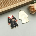 Enameled graduation gown metal charm pendant for DIY bracelets and necklaces - Red Academic Gown Style (18791)