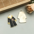 Cartoon graduation gown alloy charm with black enamel and gold back for DIY jewelry - Yellow Academic Gown Style (18792)