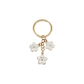 Elegant gold keychain featuring white enamel flower petals and a minimalist ring clip - White Flower (ER569)