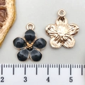 Λεπτομέρεια από σμάλτο κερασιάς 1,8cm με χρυσή υφή για κατασκευή κοσμημάτων DIY - Μαύρο Άνθος Κερασιάς (10957)