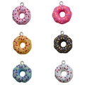 Set of 6 colorful resin donut pendants with sprinkles for DIY jewelry and crafts - Multicolor Mixed (SN150)