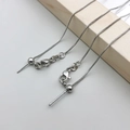 Verstelbare S925 sterling zilveren box ketting met siliconen kraal en naald - Witgoud Universele Doosketting (46cm)