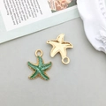Green starfish alloy charm with gold plating for DIY jewelry making and necklaces - Starfish Shape (8611)