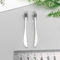 Detail of antique silver alloy knife charms with vintage crown handles and 55mm ruler scale - Antique Silver Crown Cutlery Knife (60*7mm)