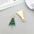 Green enamel Christmas tree charm with sparkling crystal and gold plating for DIY jewelry - Rhinestone Christmas Tree Shape (9903)